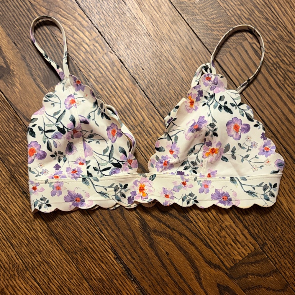 H&M Floral Bikini Top - White and Purple